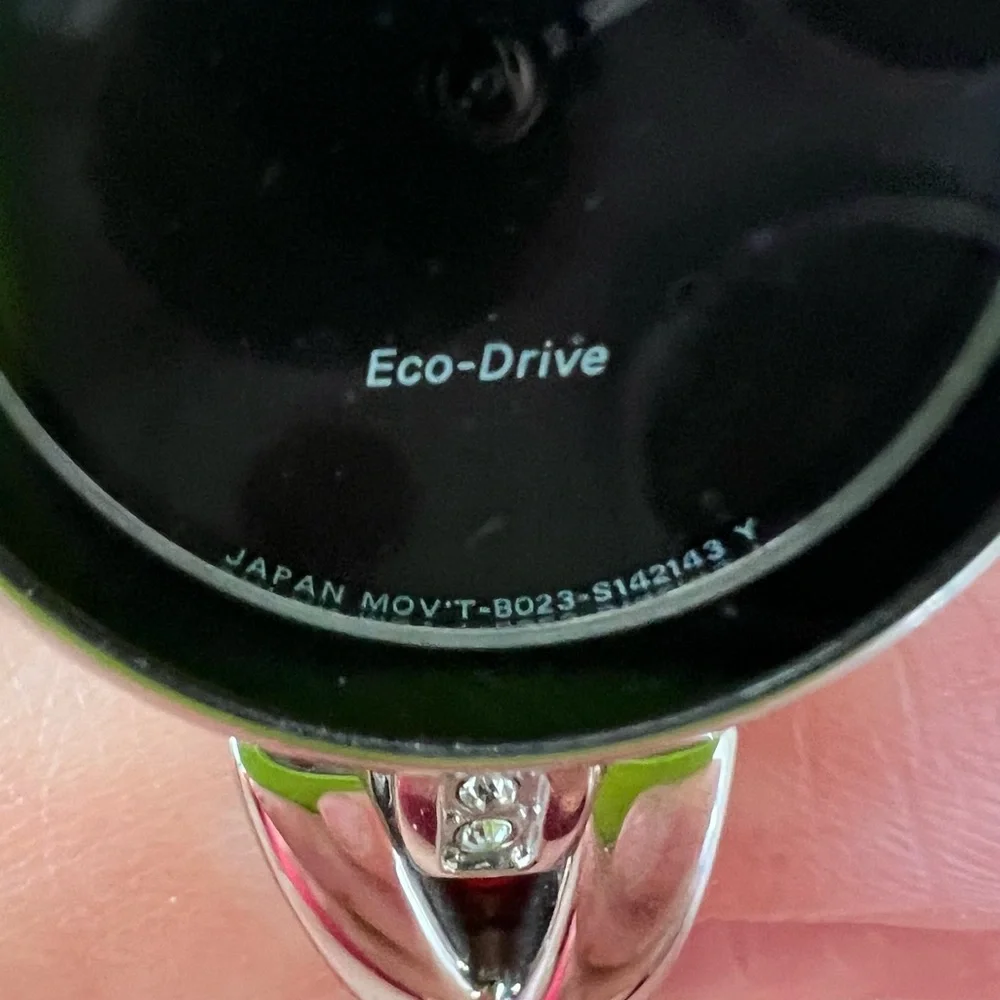 Citizen eco-drive ladies black dial silver tone solar powered dress watch